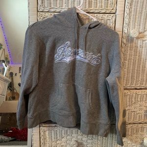 AÉROPOSTALE gray hoodie w/ pastel purple lettering - M